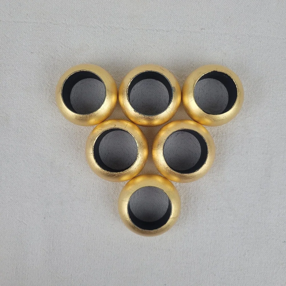 Set of 6 Gold Acrylic Round Napkin Rings‎ Metallic